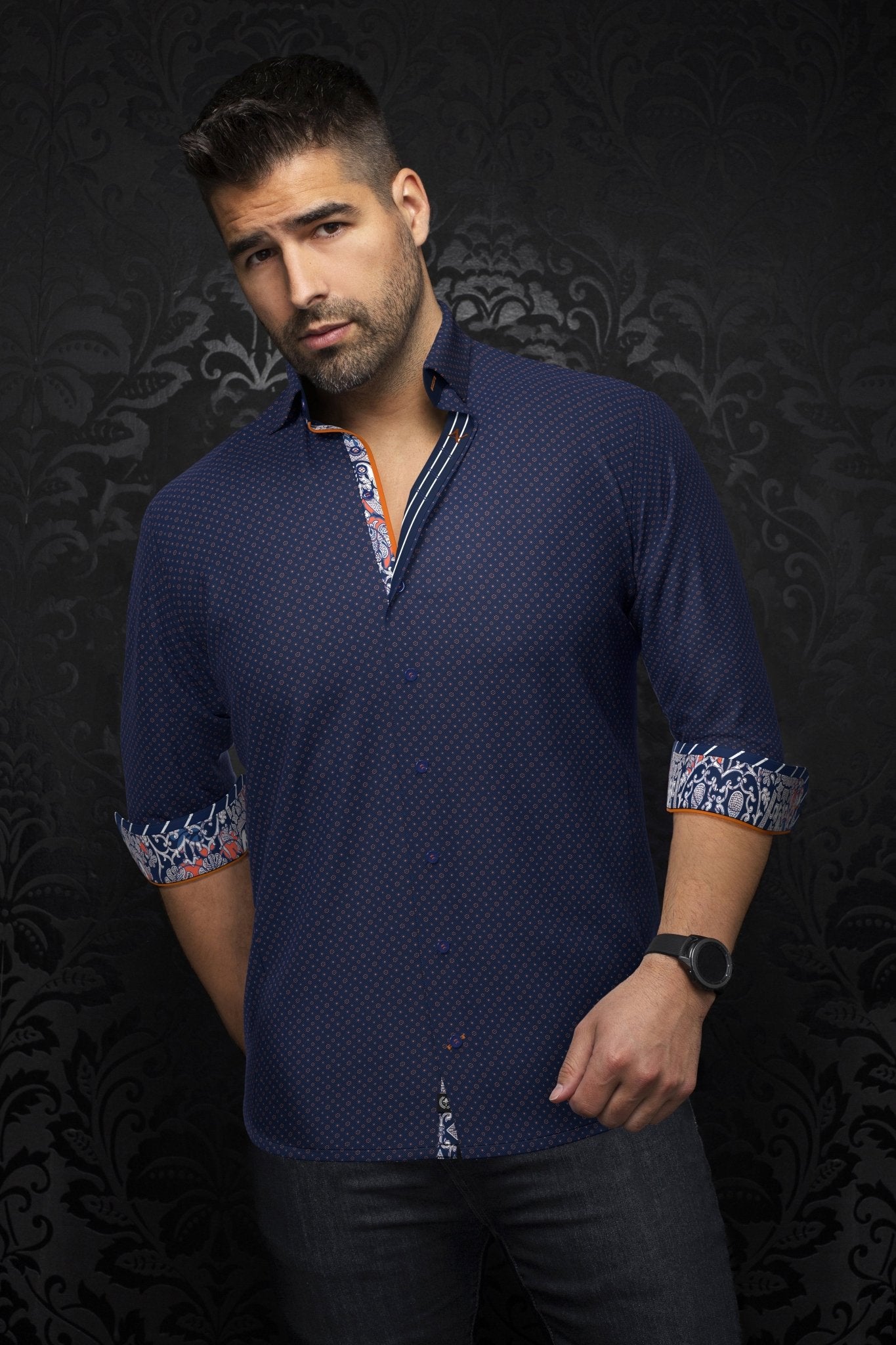 shirt | CARELLI, Navy Orange - AU NOIR