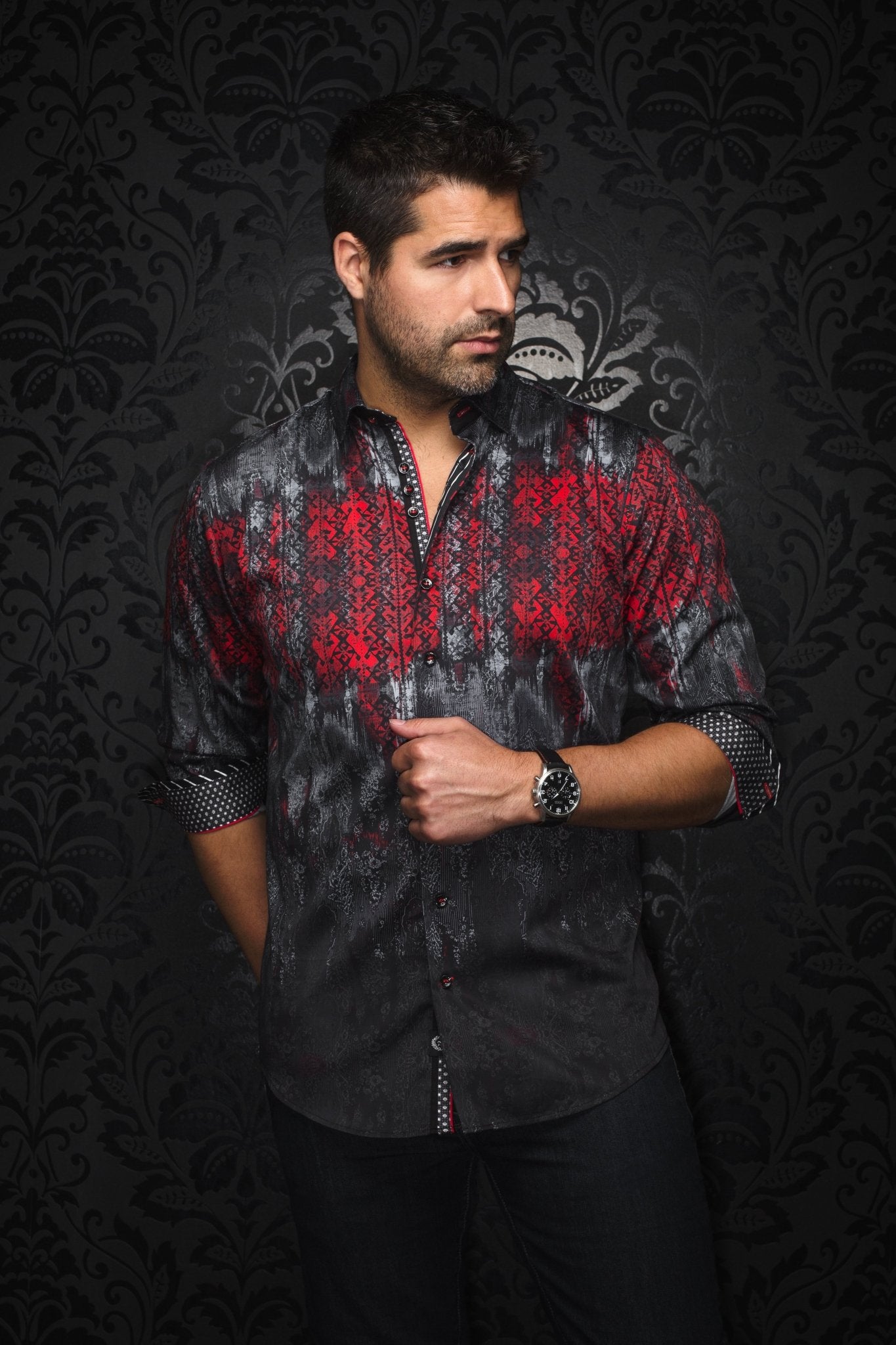 shirt | DARRELL, Black Red - AU NOIR