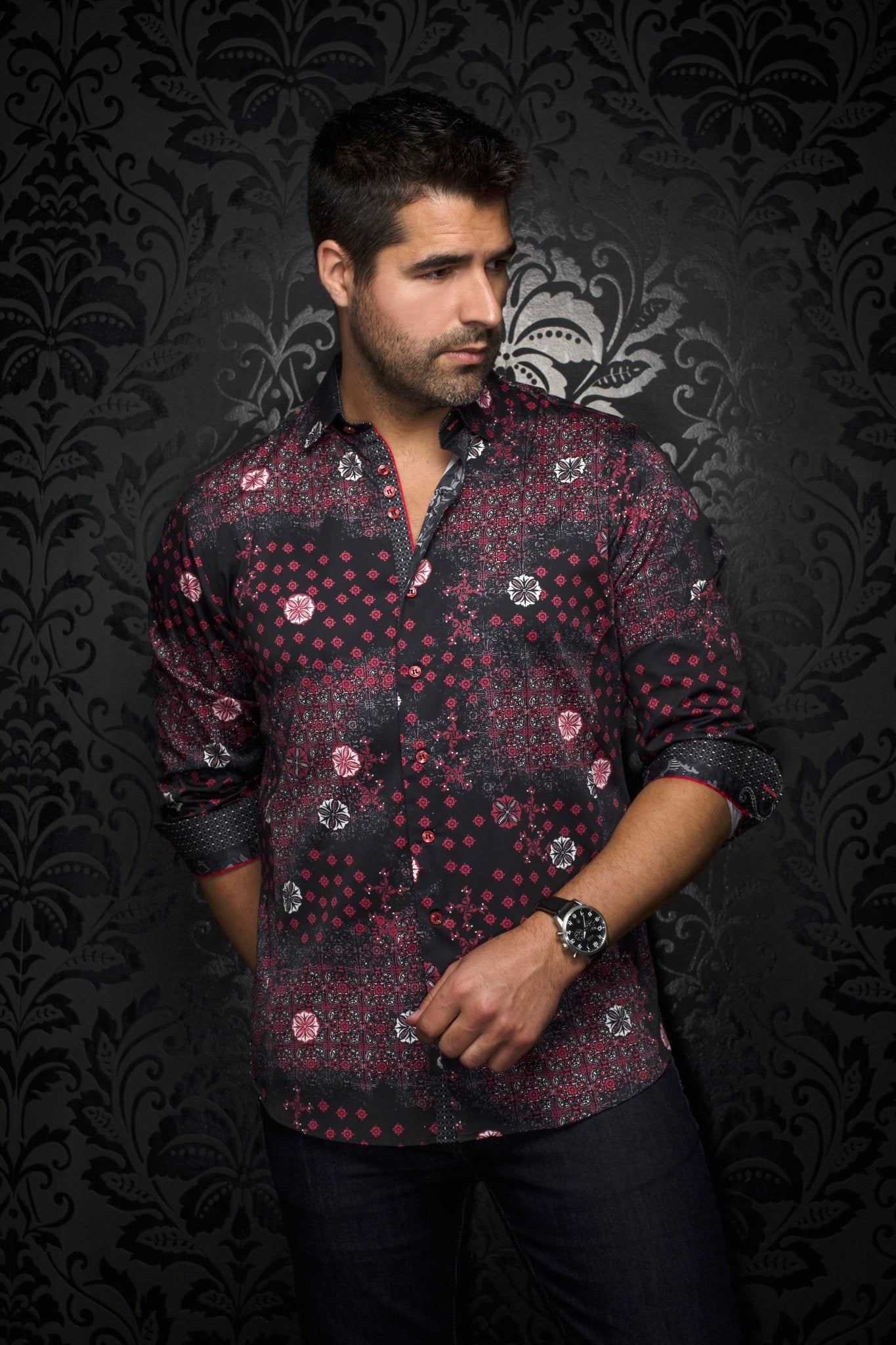 shirt | FlORIANI, Black Red - AU NOIR