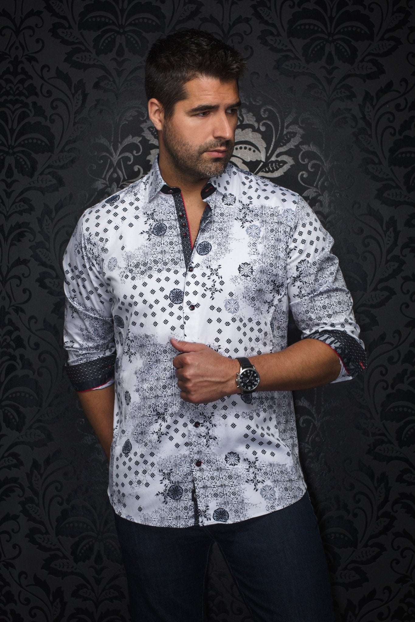 Shirt | FlORIANI, White Black - AU NOIR