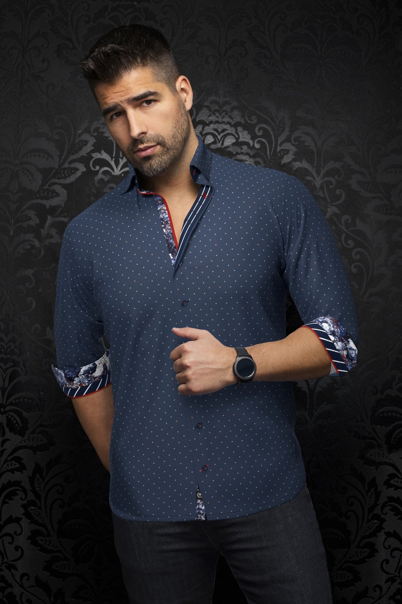 shirt | LANZANI, Navy Tobacco - AU NOIR