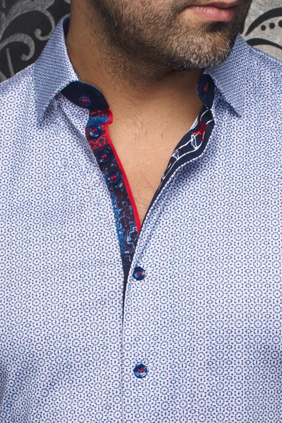 shirt | MORGARI, White Blue Red - AU NOIR