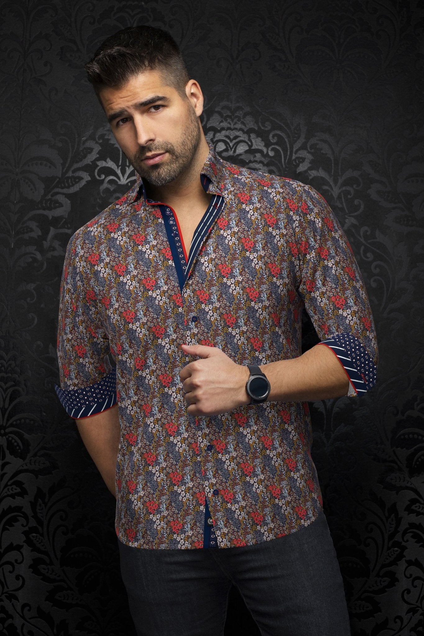 shirt | MORRIS, Red Multi - AU NOIR