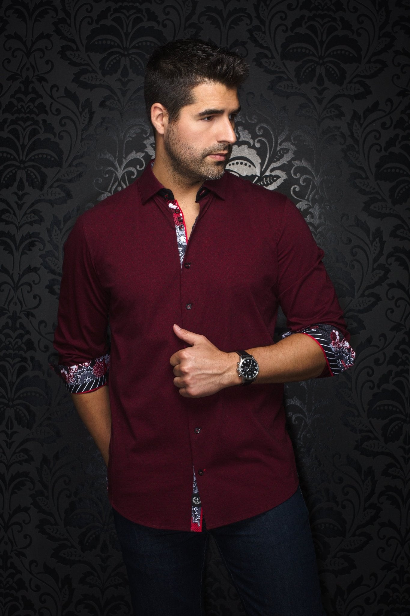 shirt | NELSON, Black Red - AU NOIR