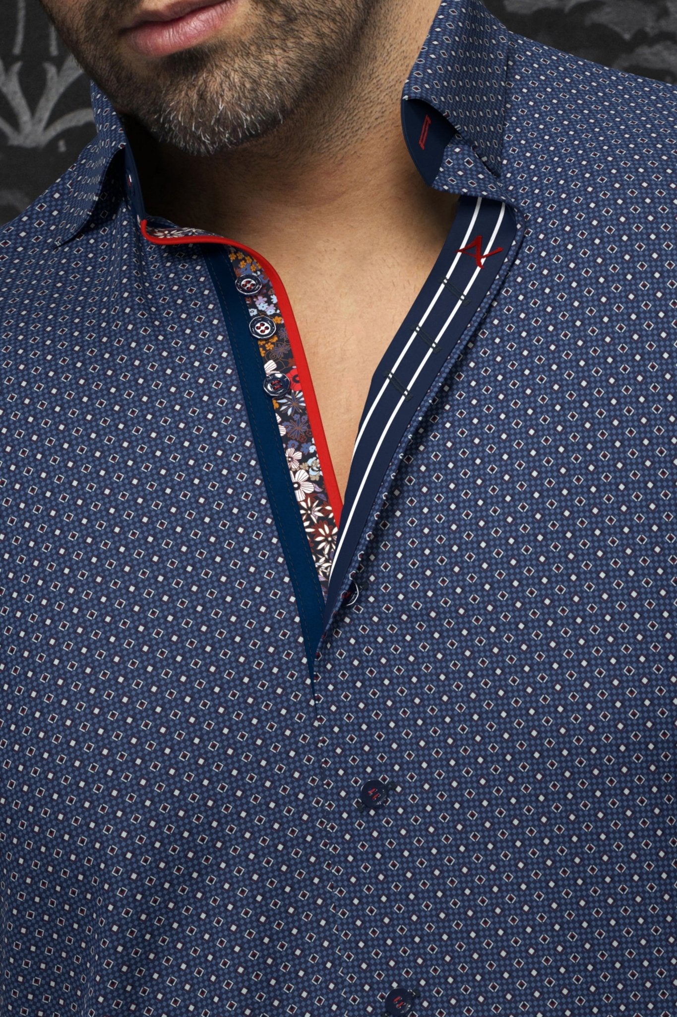 Shirt | SAUTOR, Navy Red - AU NOIR