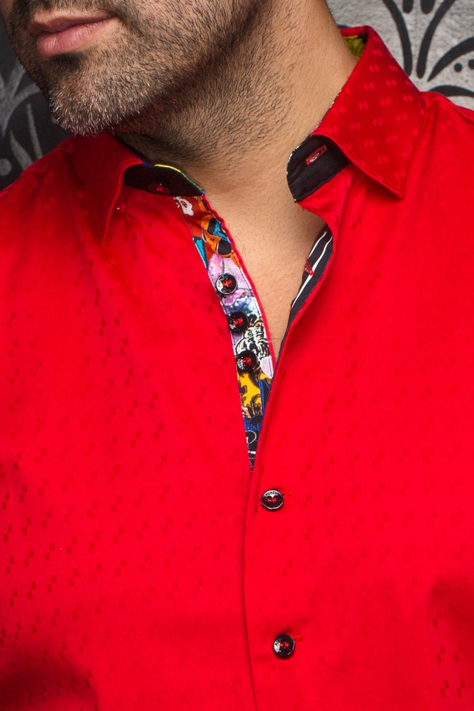 shirt | WOLVERIN JACQUARD, Red - AU NOIR