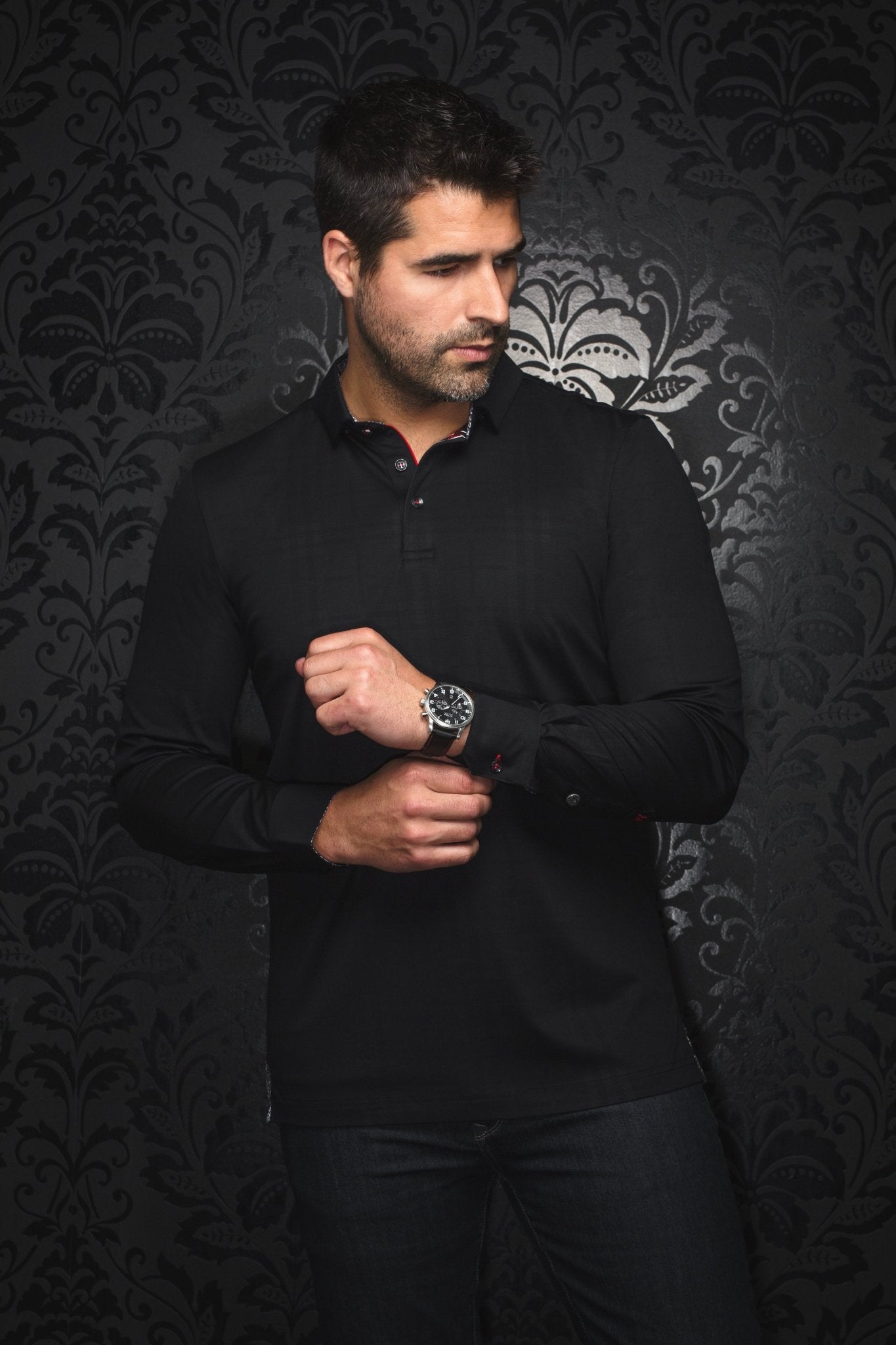 POLO LONG SLEEVES | CHELSEA, Black - AU NOIR