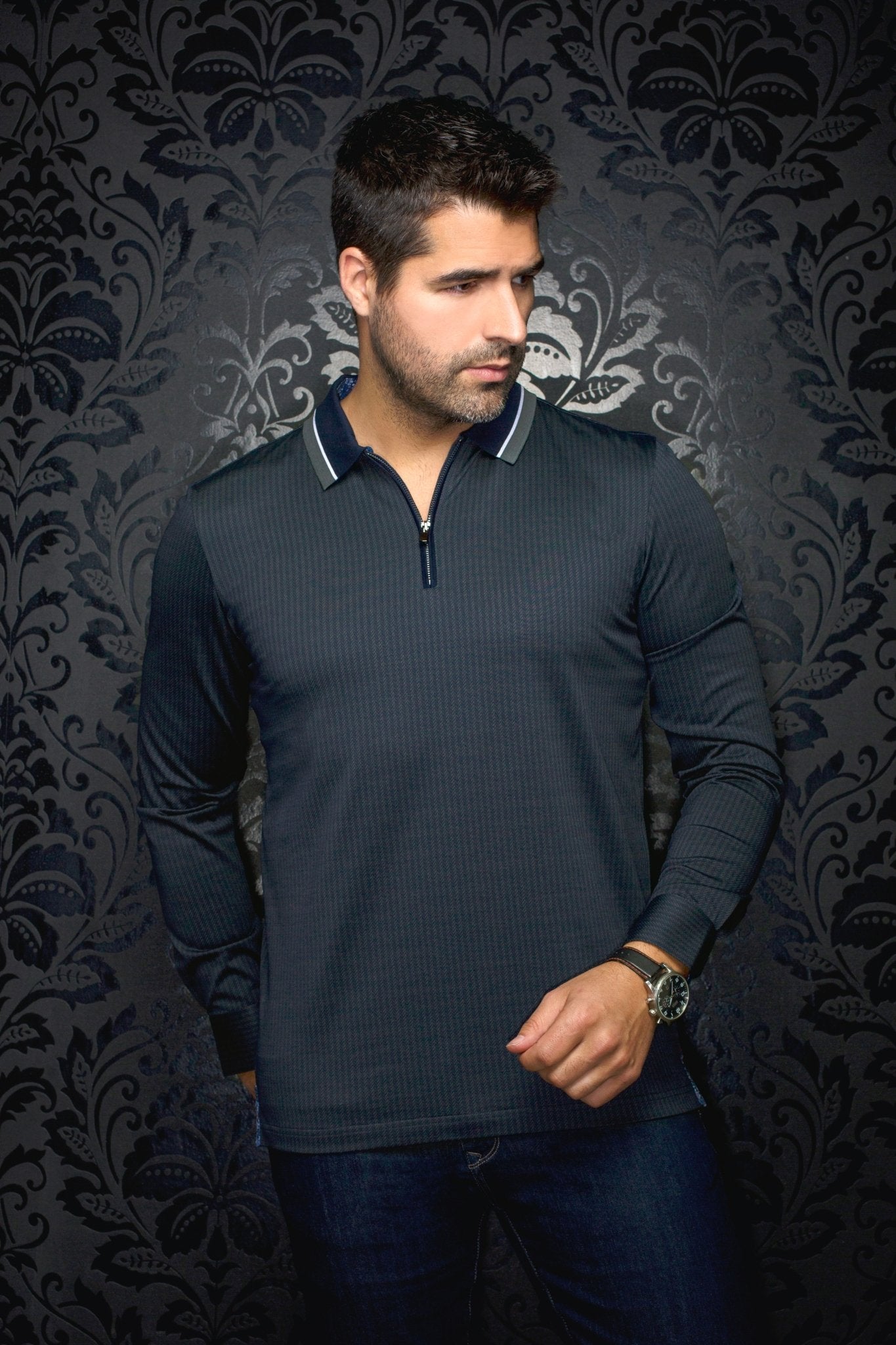 POLO LONG SLEEVES | FEDERICO, Olive - AU NOIR