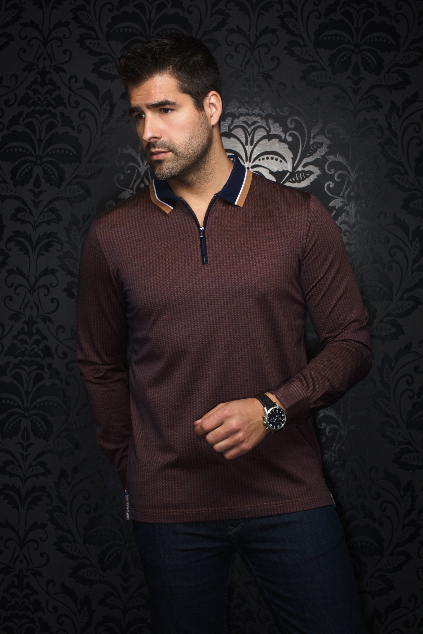 POLO LONG SLEEVE | FEDERICO, Tobacco - AU NOIR