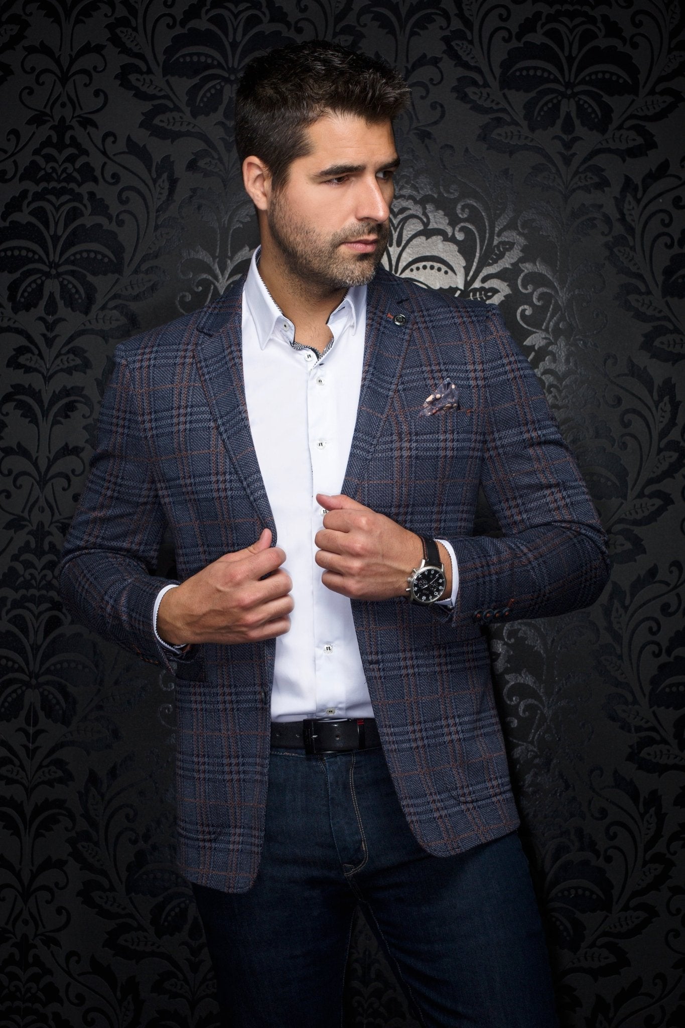 Blazer | CENTURY PLAID, Navy - AU NOIR