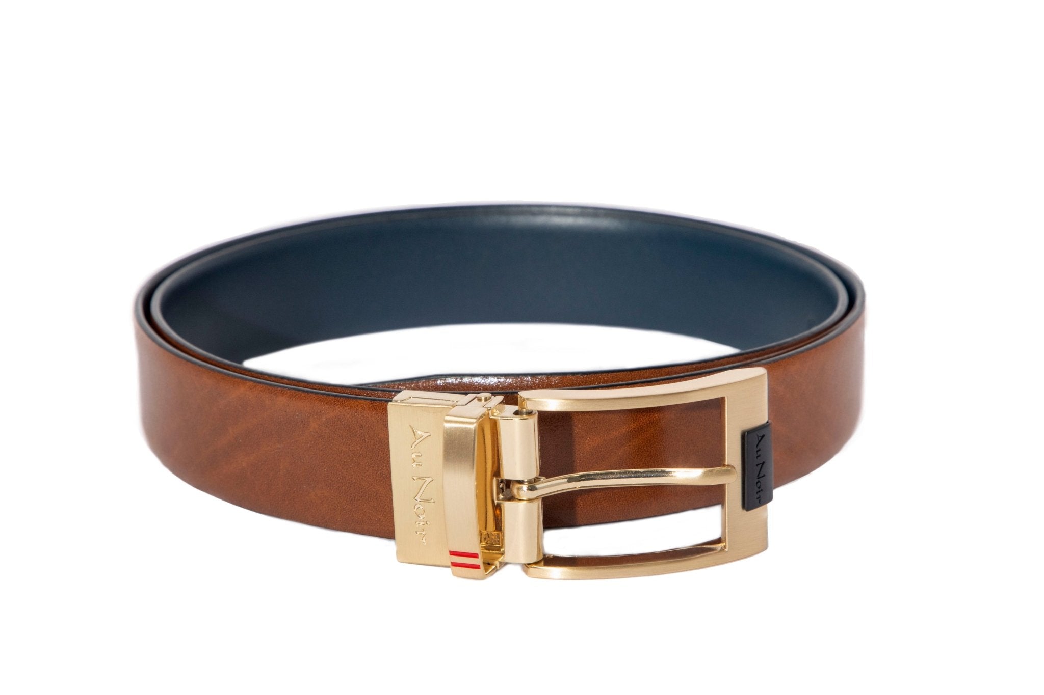 REVERSIBLE BELT | DESOTO GOLD, tan-navy - AU NOIR