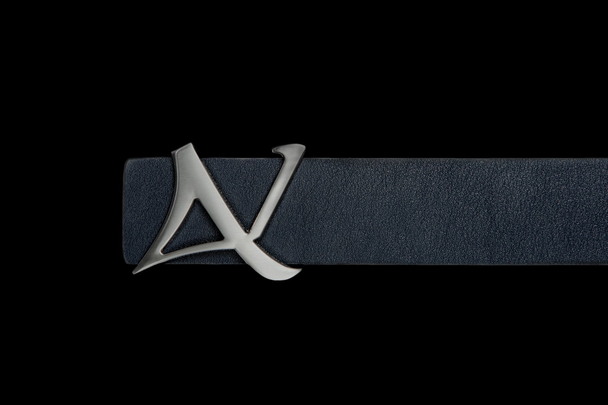 REVERSIBLE BELT | SHELBY BRUSHED NICKLE, navy - AU NOIR