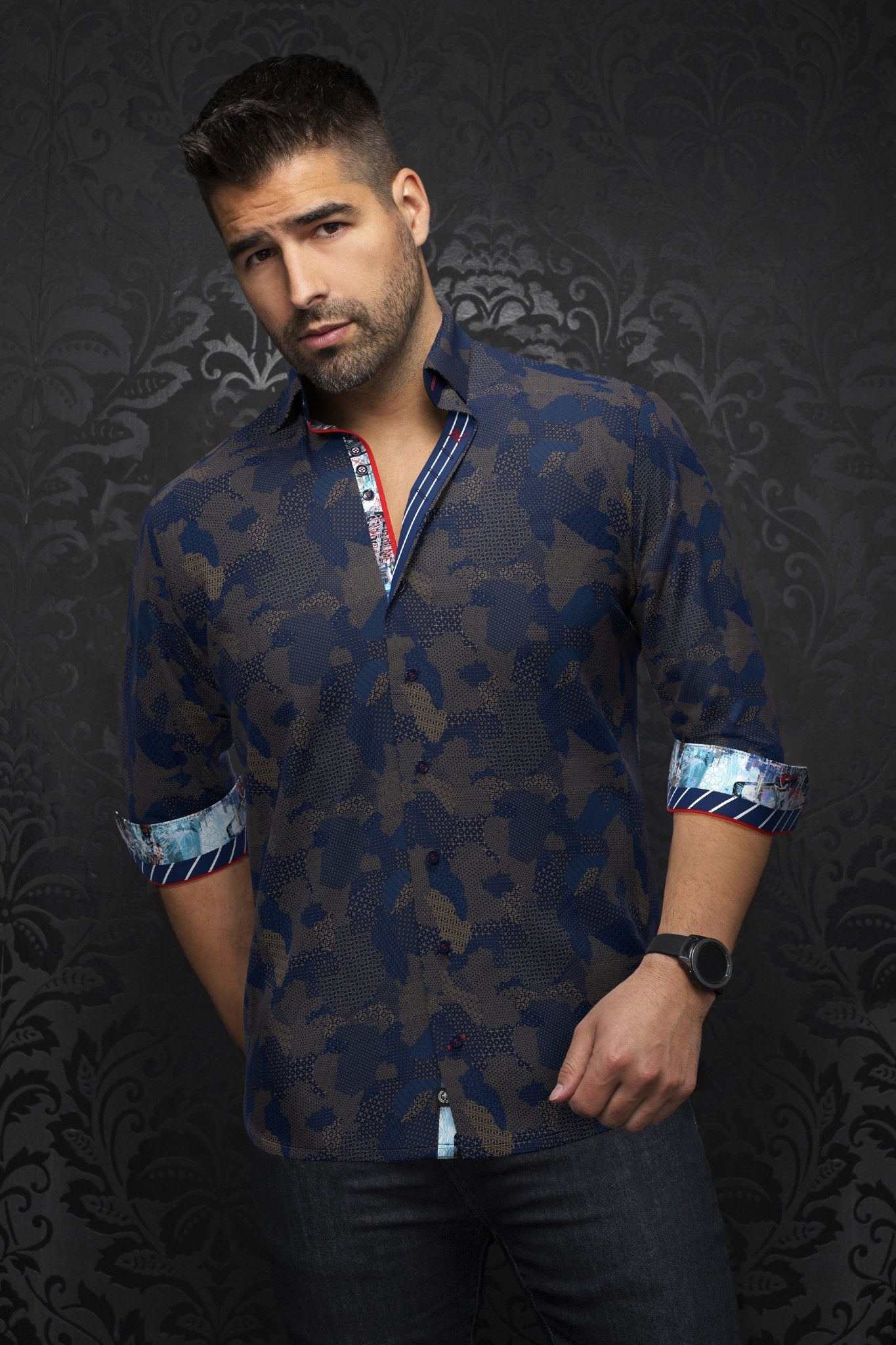 shirt | ABRAHAM, Navy Tobacco - AU NOIR