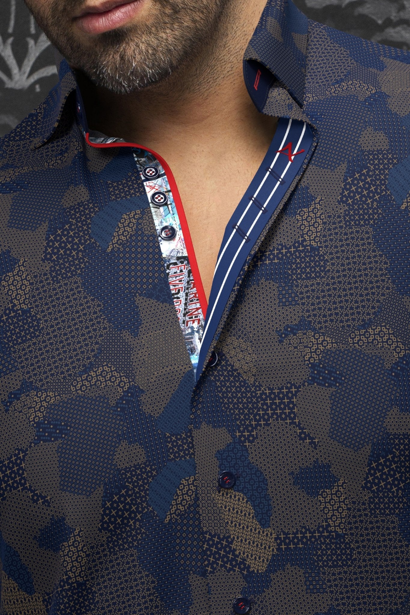 shirt | ABRAHAM, Navy Tobacco - AU NOIR