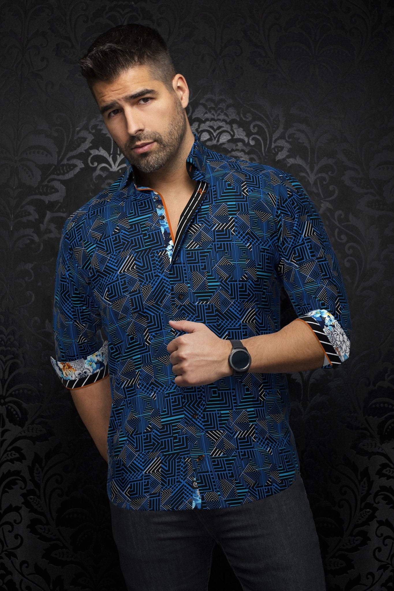 shirt | ARIENZO, Blue - AU NOIR