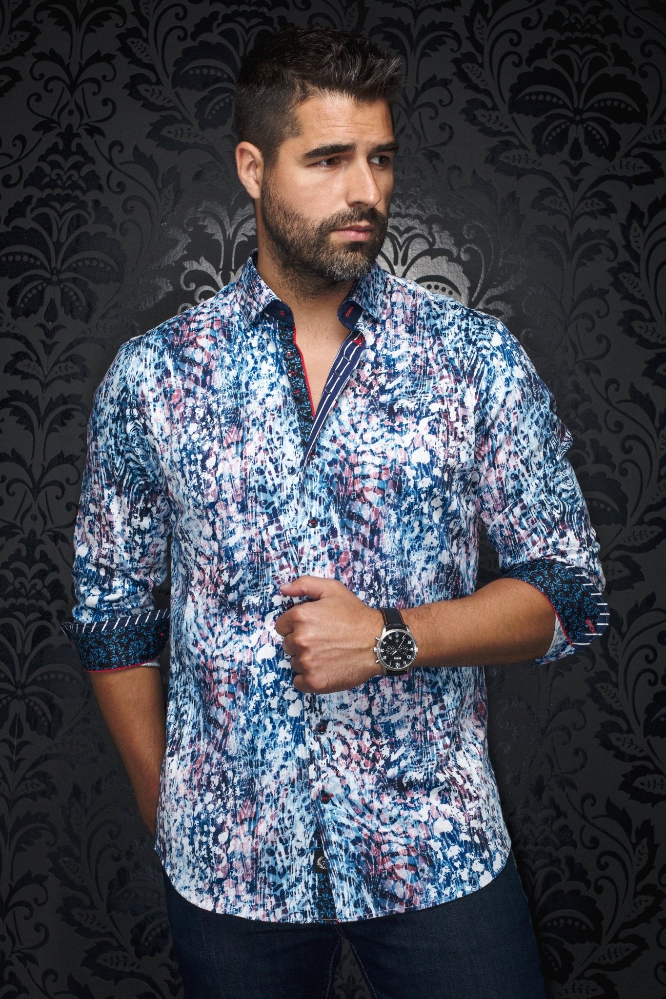 shirt | CARLITTO, Navy Blue - AU NOIR