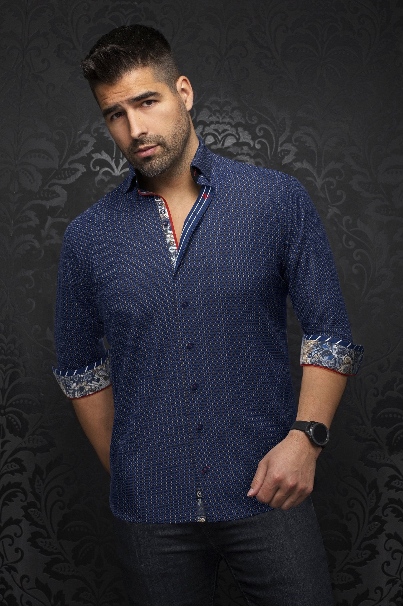 shirt | CESTERO, Navy Gold - AU NOIR