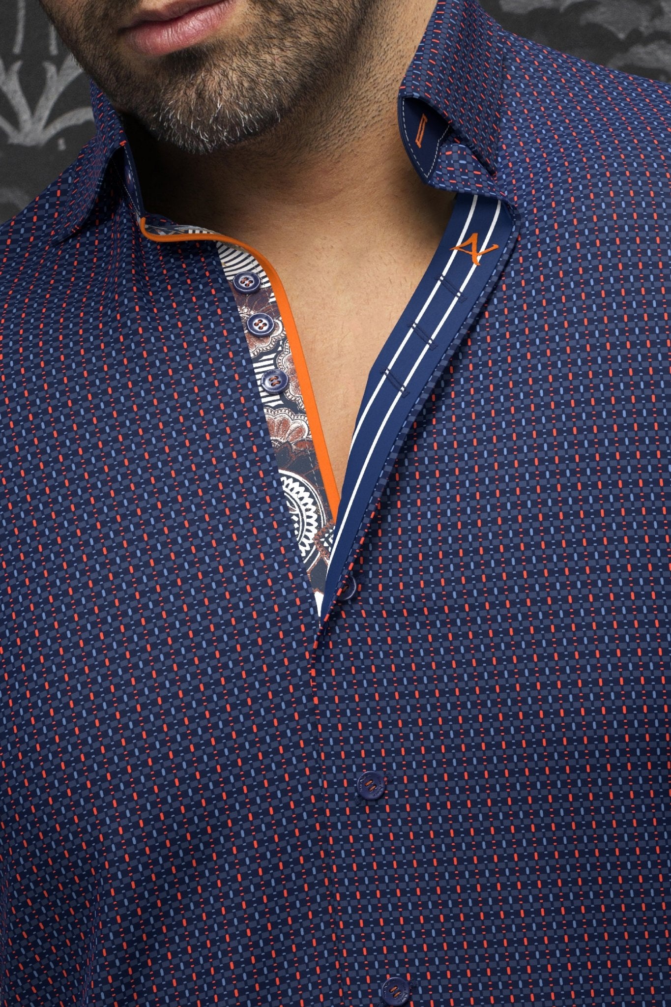 shirt | CESTERO, Navy Orange - AU NOIR