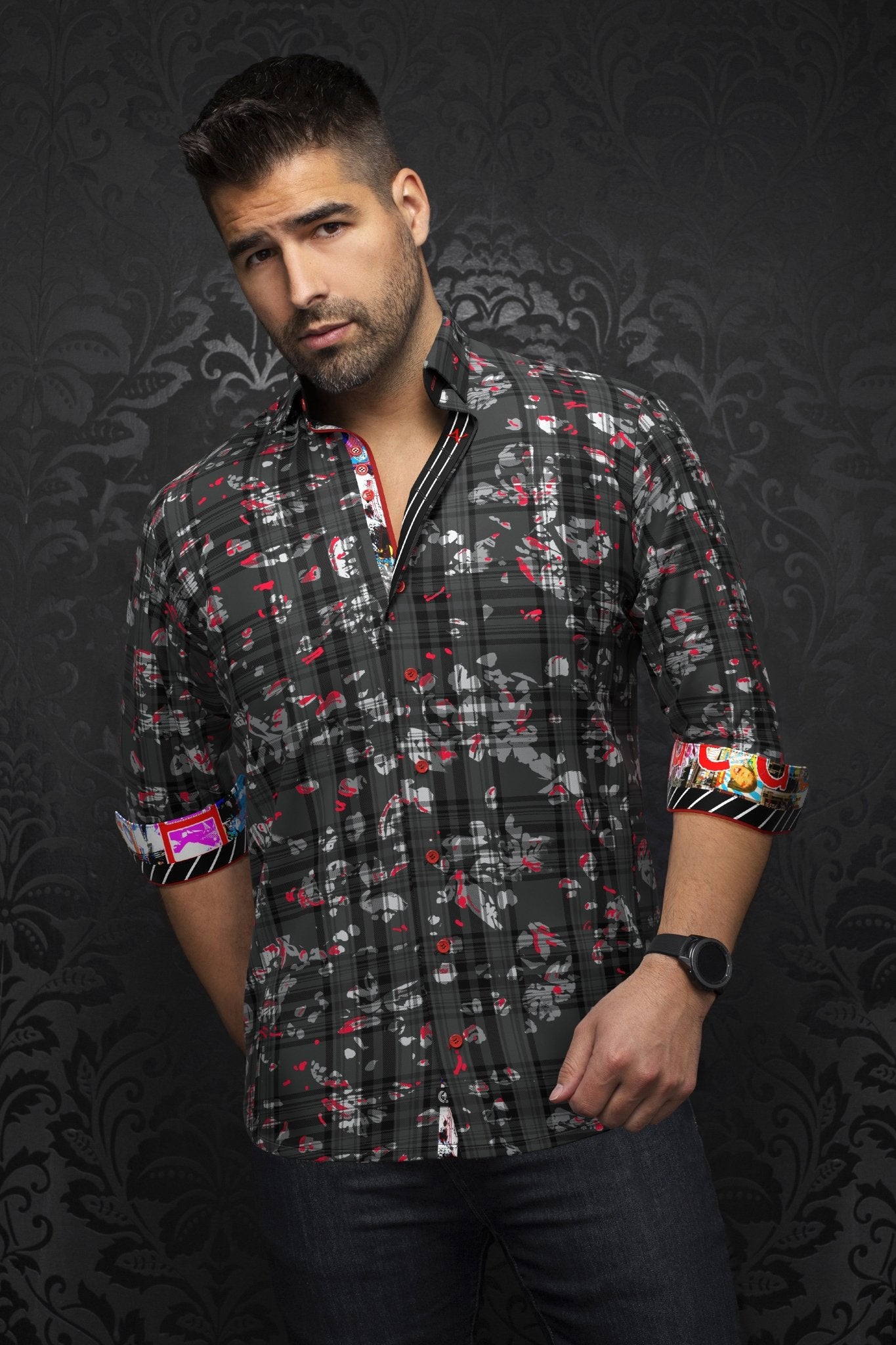 shirt | CONTRERAS, Black Red - AU NOIR