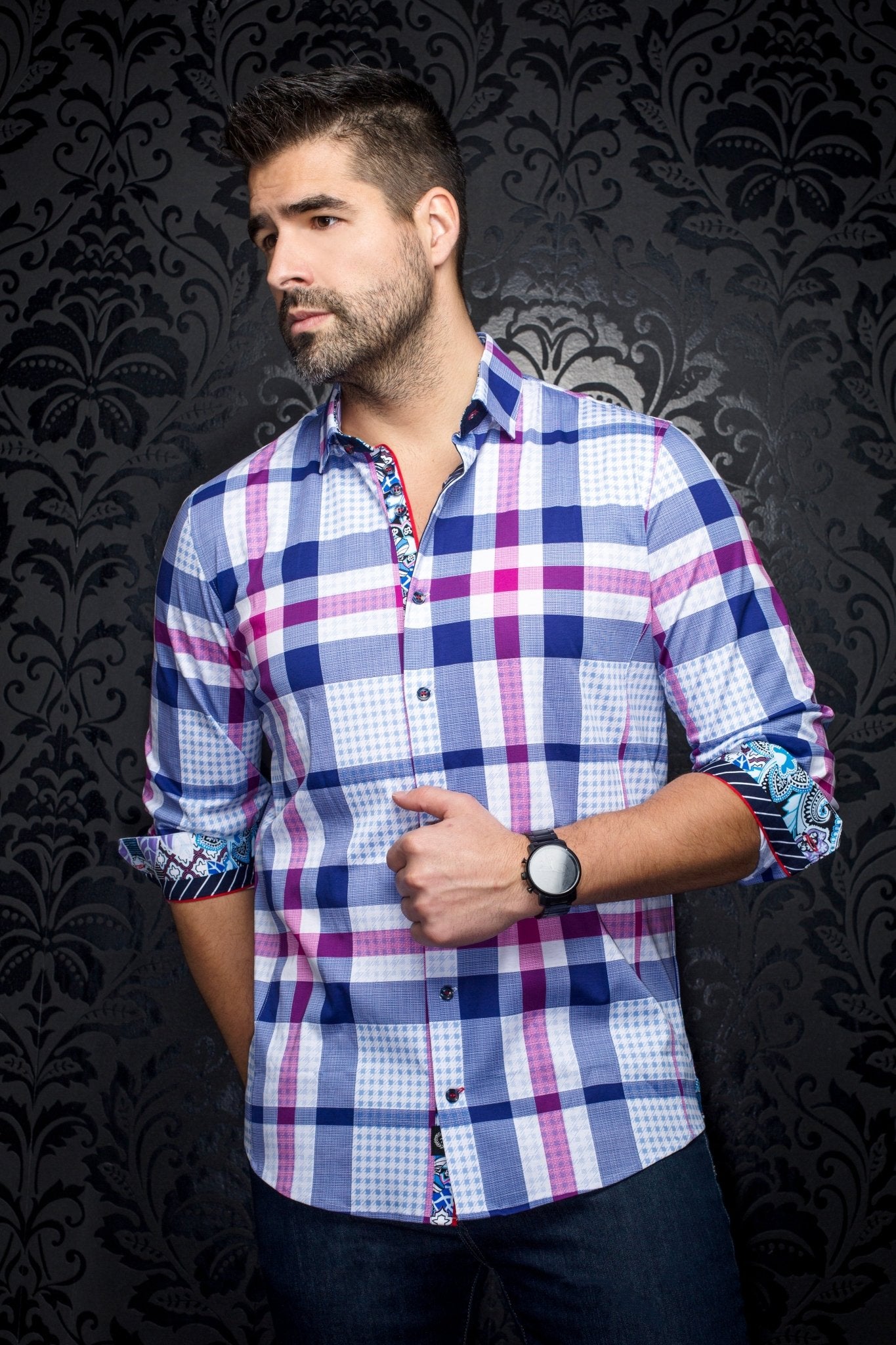 shirt | DEBUSSY, White Fuschia - AU NOIR