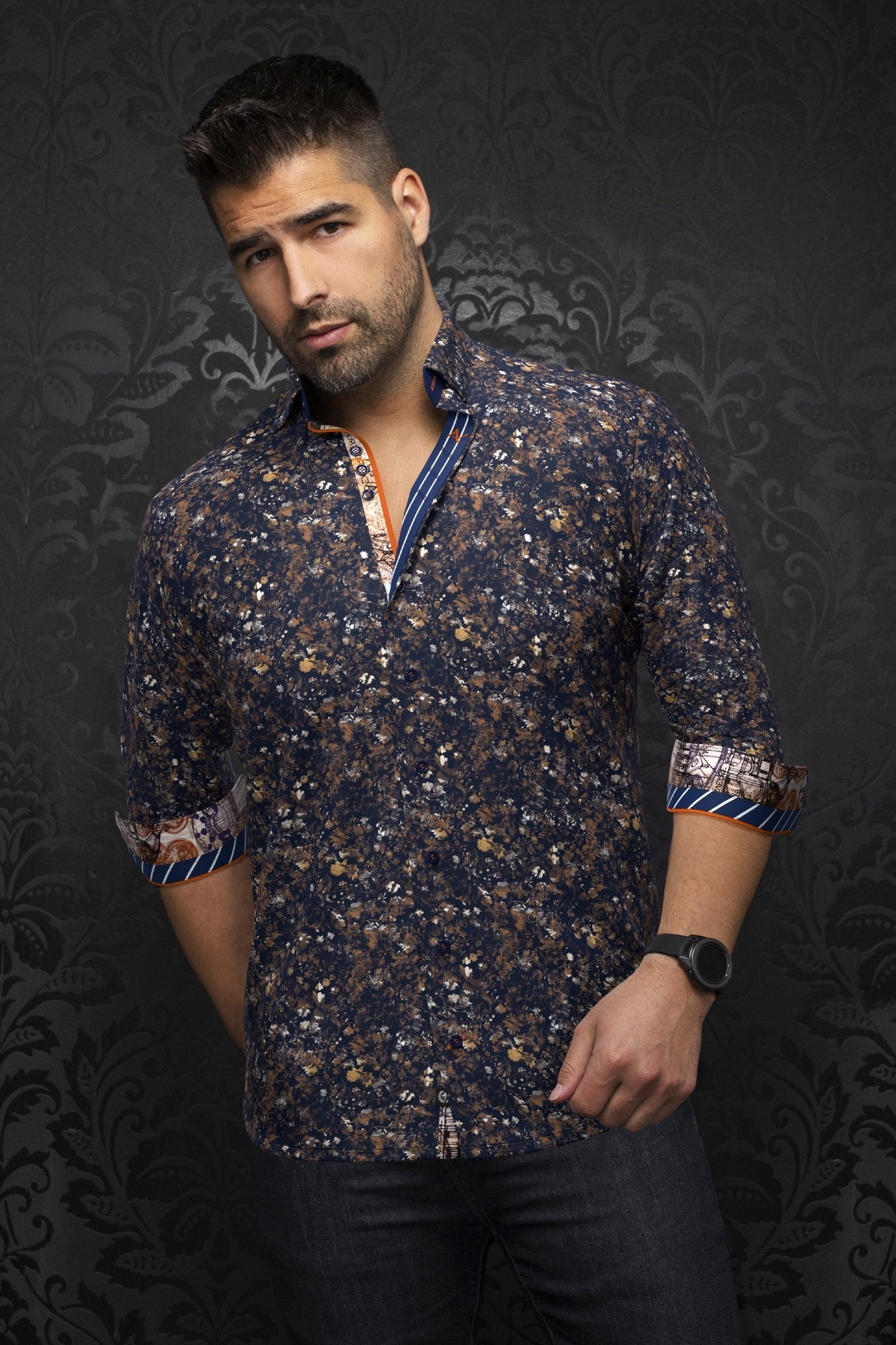 shirt | ELIADE, Navy Tobacco - AU NOIR