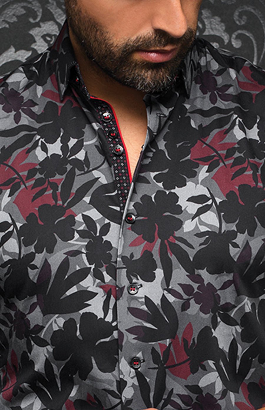 Shirt | GIODEL, black / red - AU NOIR