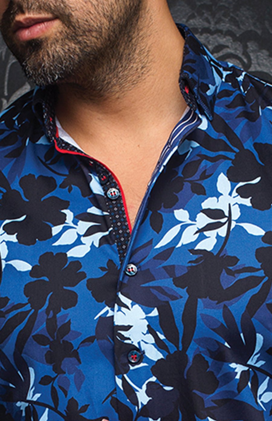 shirt | GIODEL, navy / light blue - AU NOIR