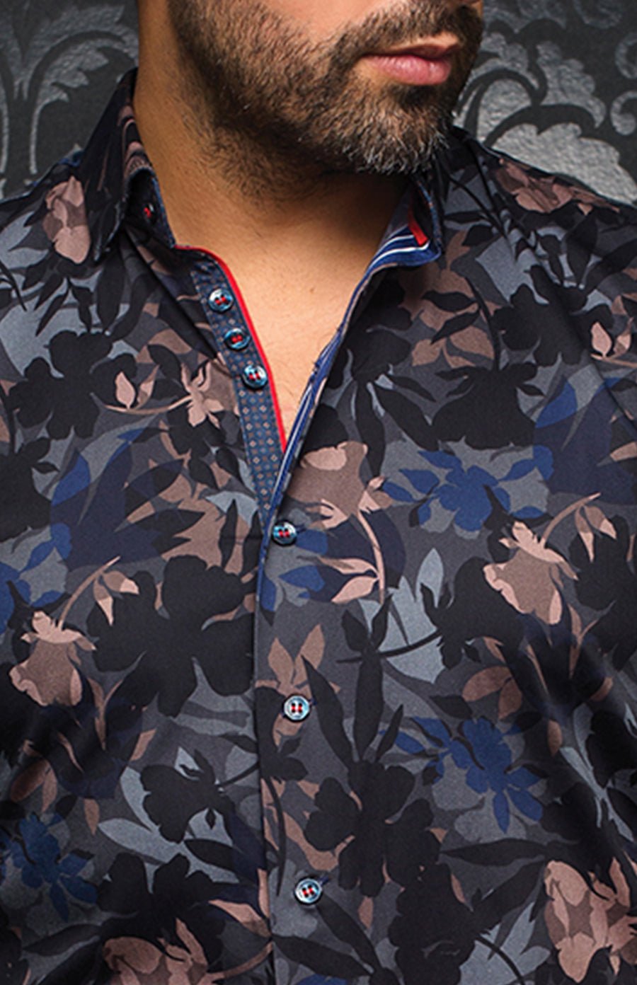 shirt | GIODEL, navy / tabacco - AU NOIR