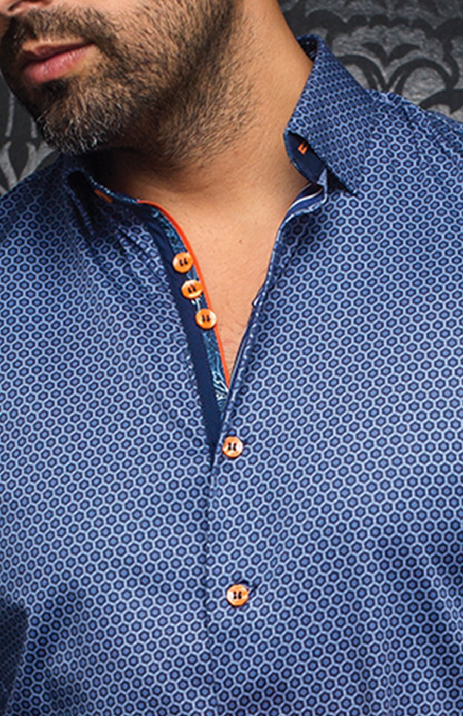 Shirt | KNOX, Navy / Orange - AU NOIR