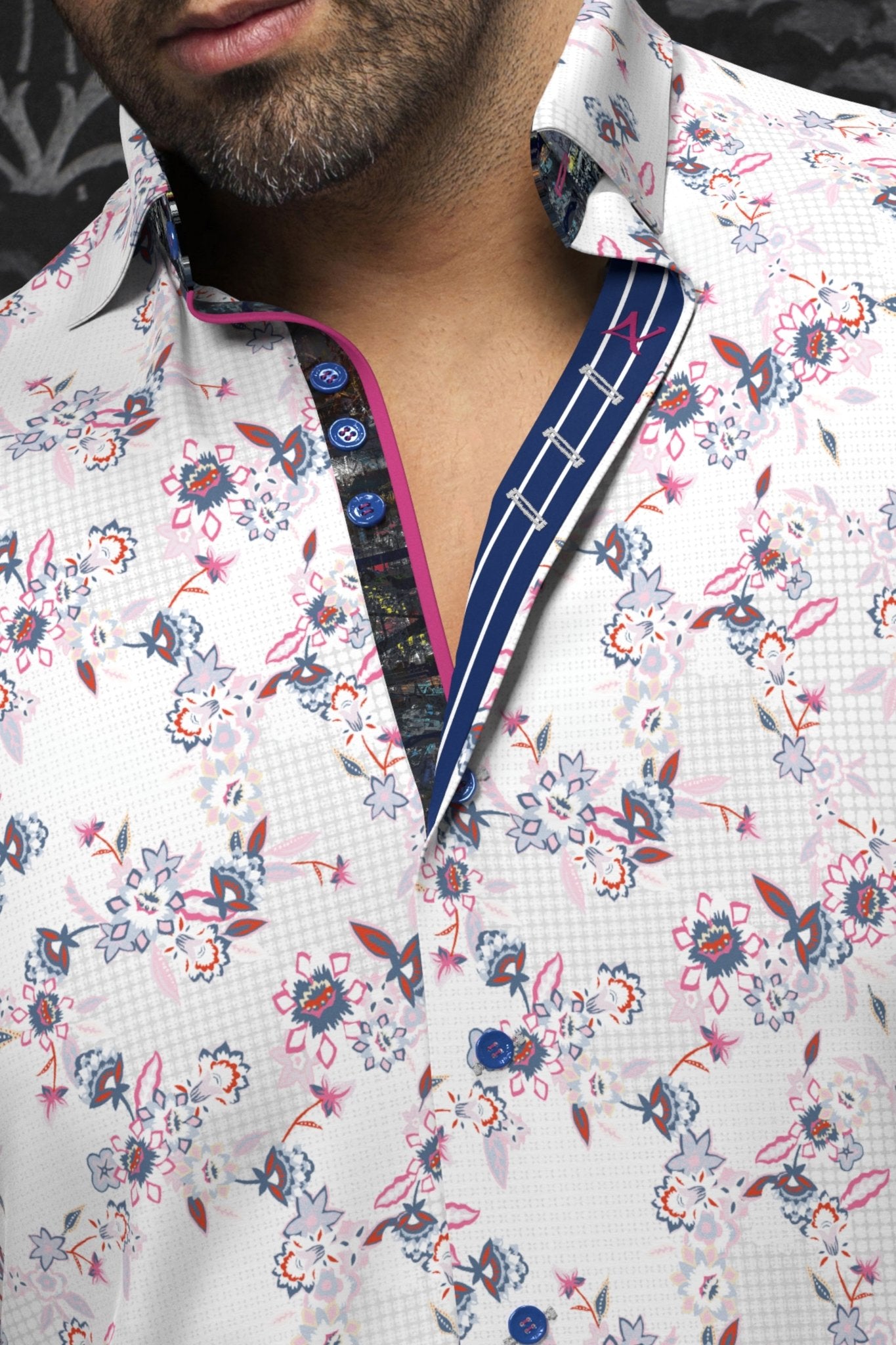 shirt | LINERO, White Pink - AU NOIR