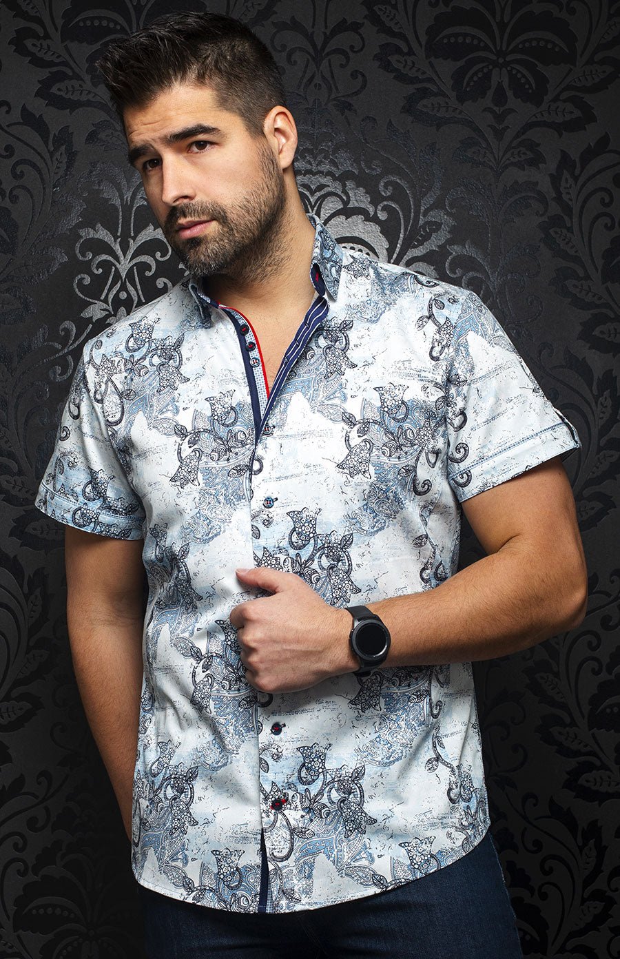shirt short sleeves | BRANSON, Light blue - AU NOIR