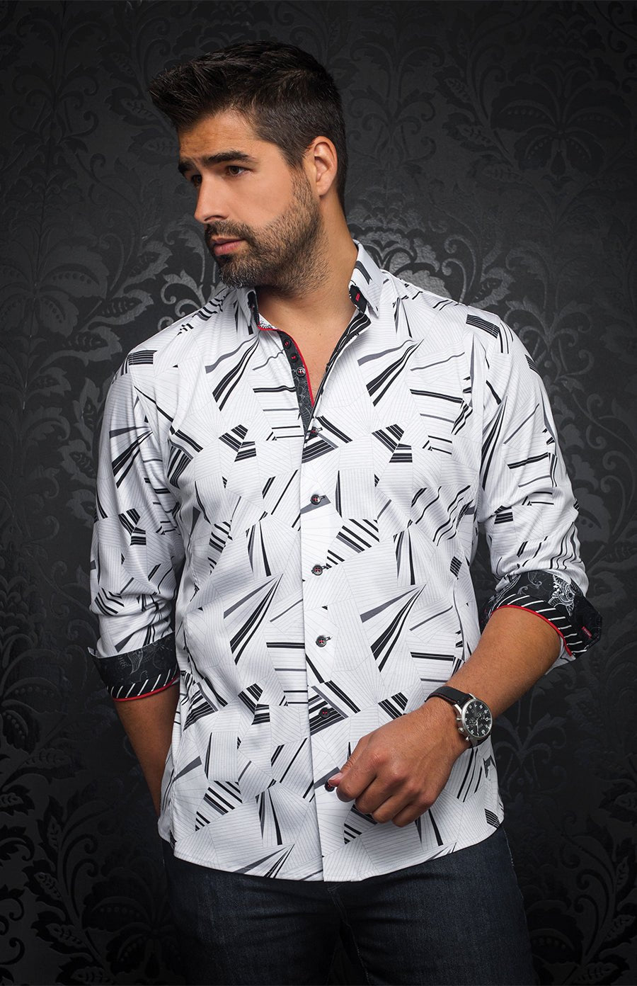 Shirt | MARNIX, White / Black - AU NOIR