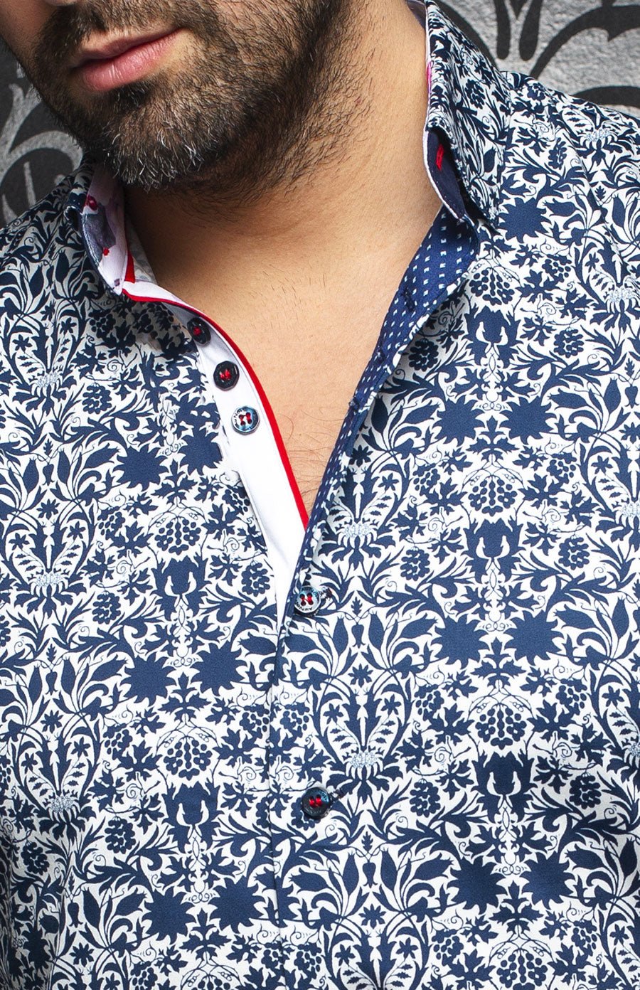 shirt | MONTFORT, White / Navy - AU NOIR