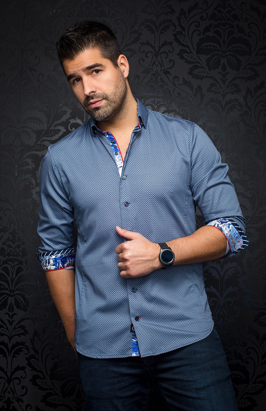 shirt - MUZIO, Navy - AU NOIR