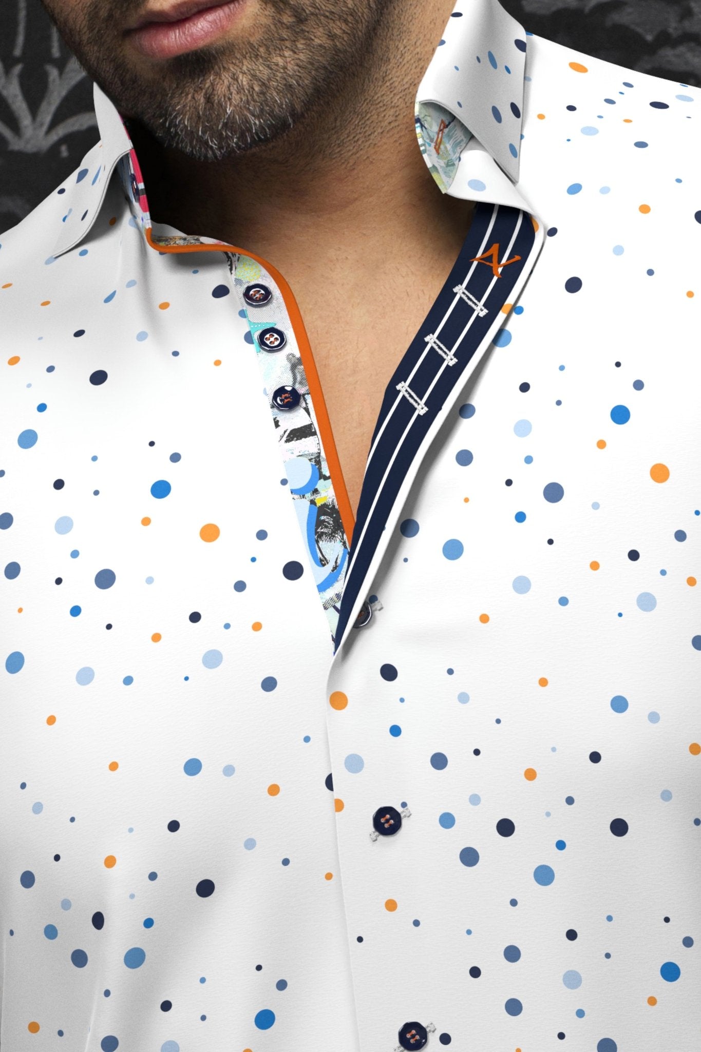 Shirt | ORION, White Blue - AU NOIR