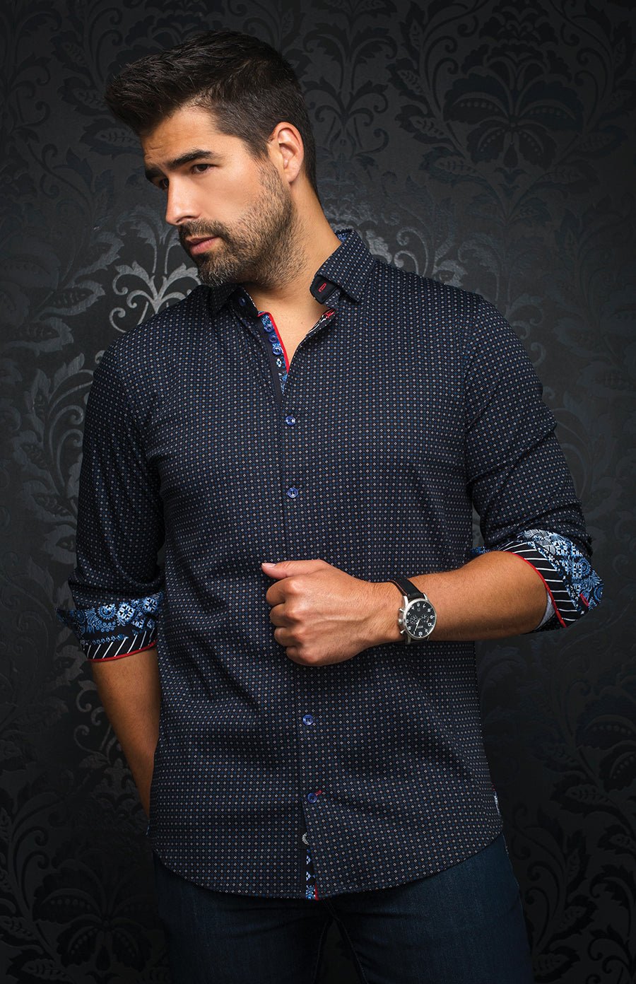 shirt | PARINI, Black / Royal - AU NOIR