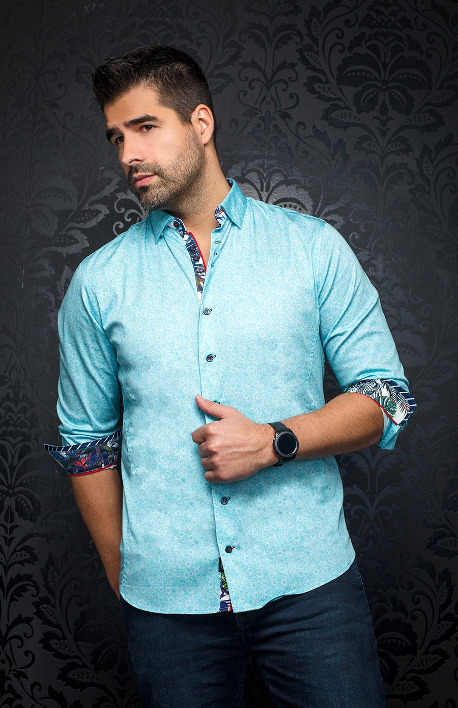 shirt - RAPHIA, Turquoise - AU NOIR