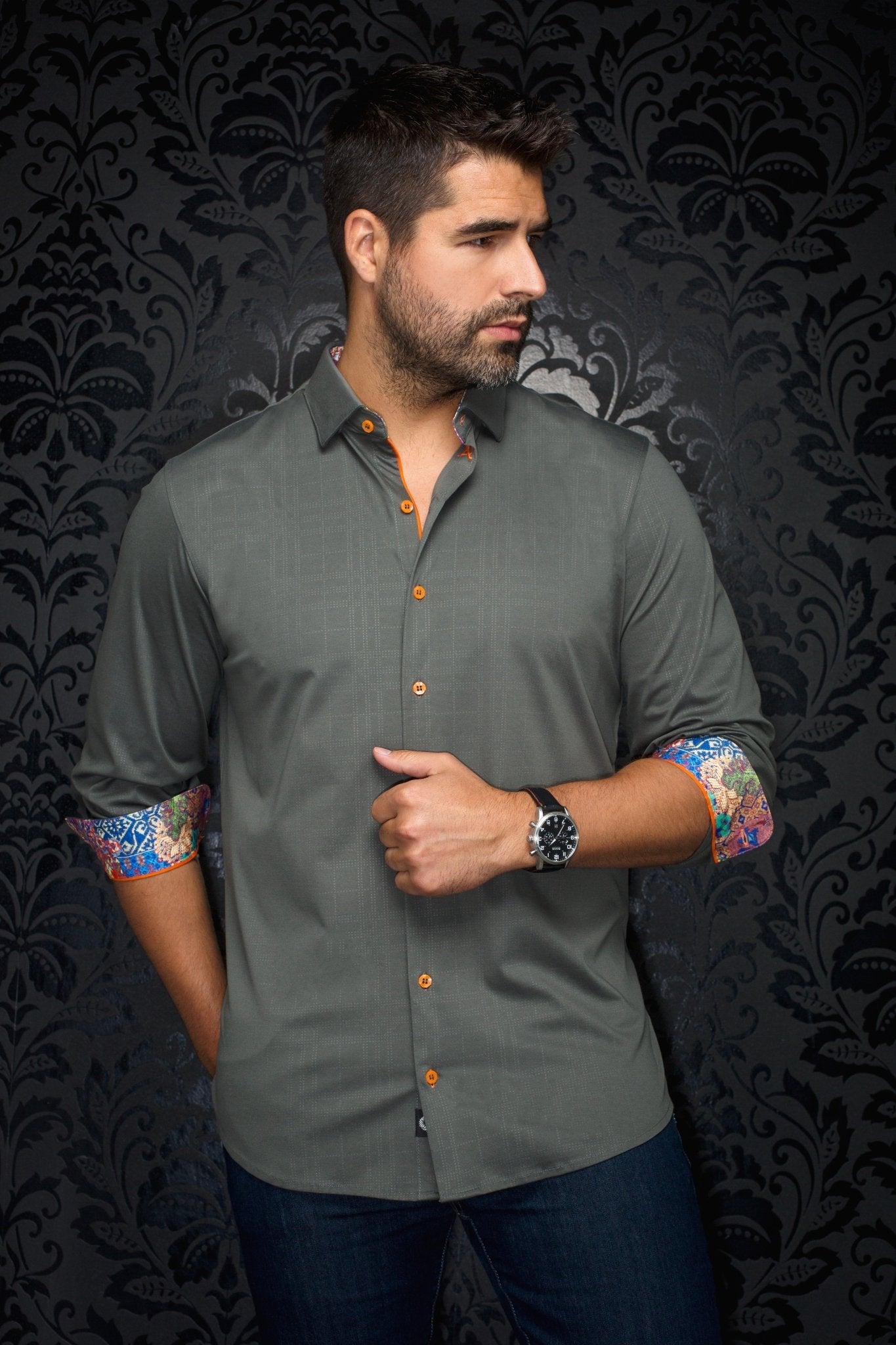 shirt | VARENNA, Olive - AU NOIR