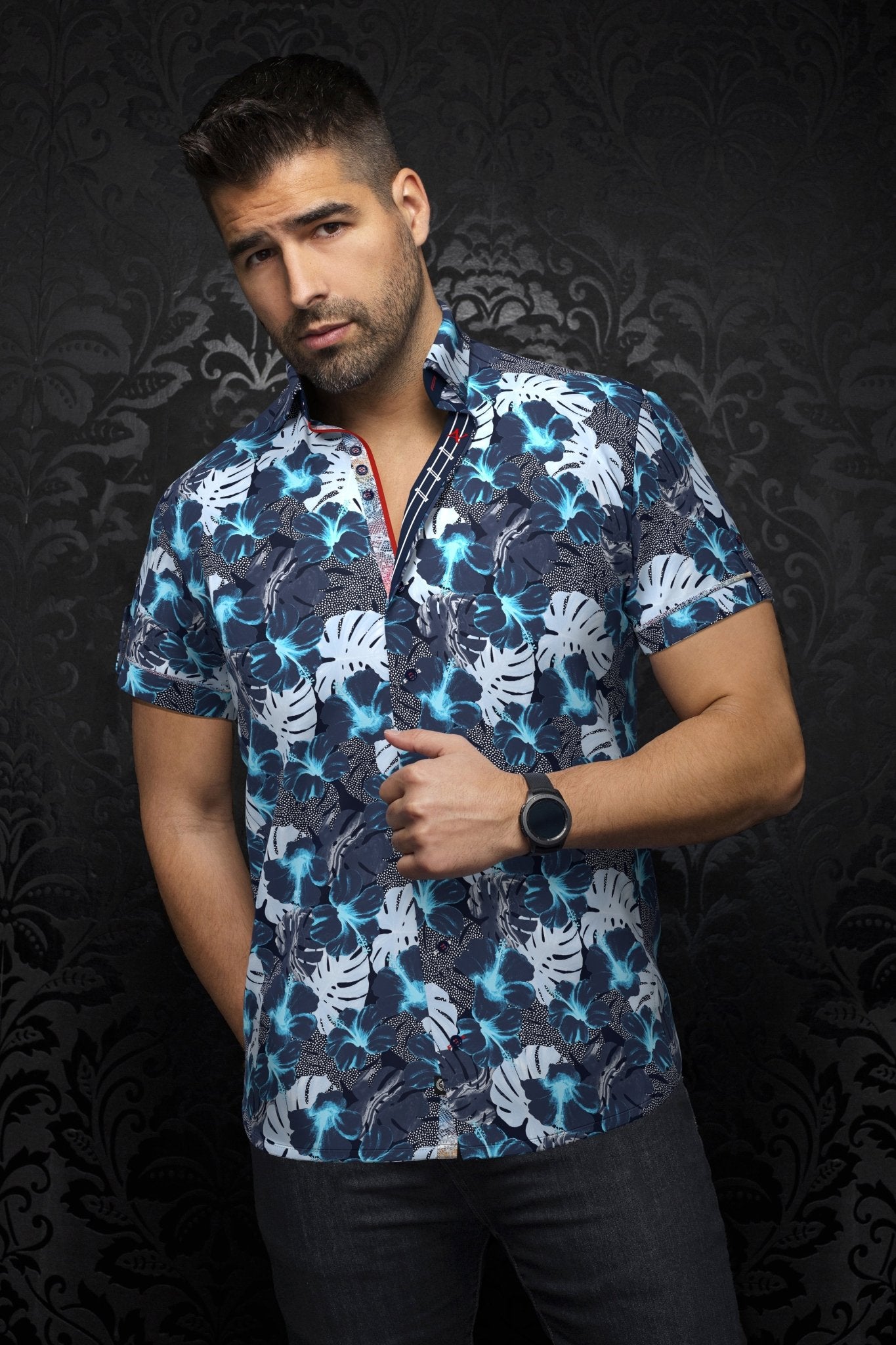 Short Sleeve | AXEL, Navy - AU NOIR