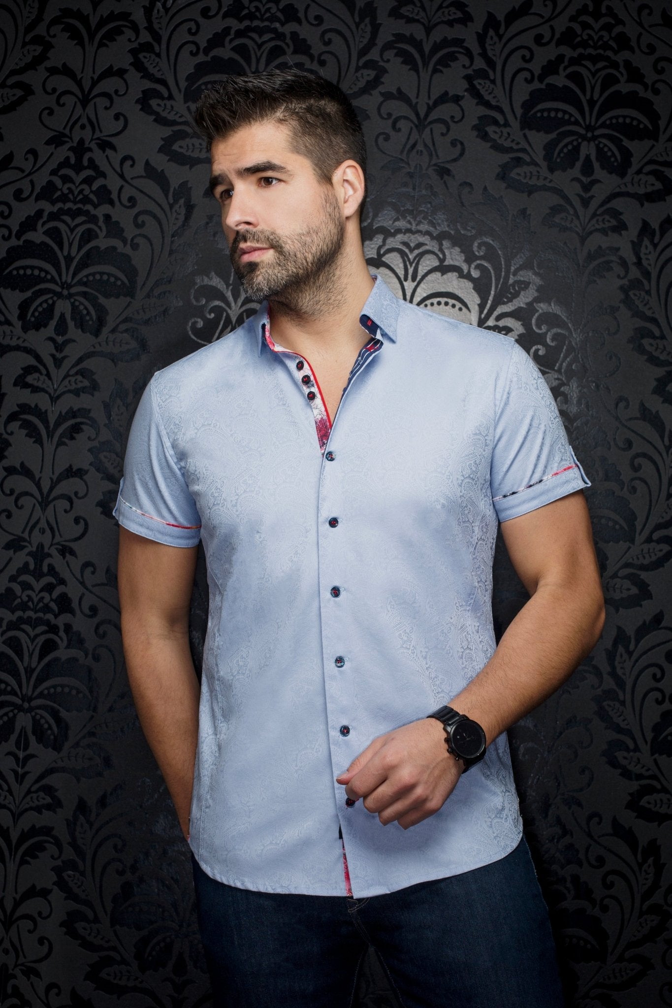 Short Sleeves | DONIZETTI, Light Blue - AU NOIR