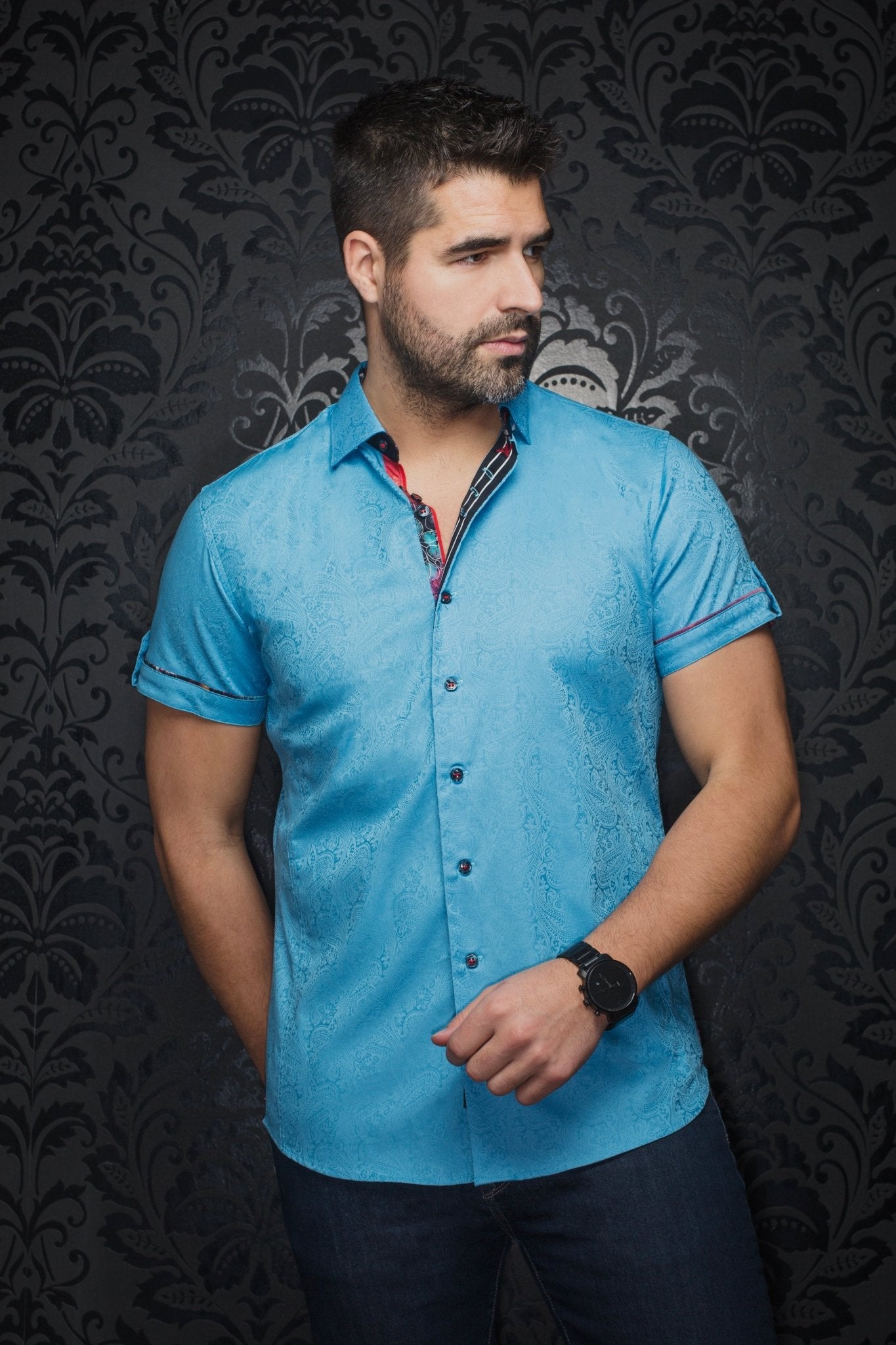 Short sleeves | DONIZETTI, Turquoise - AU NOIR