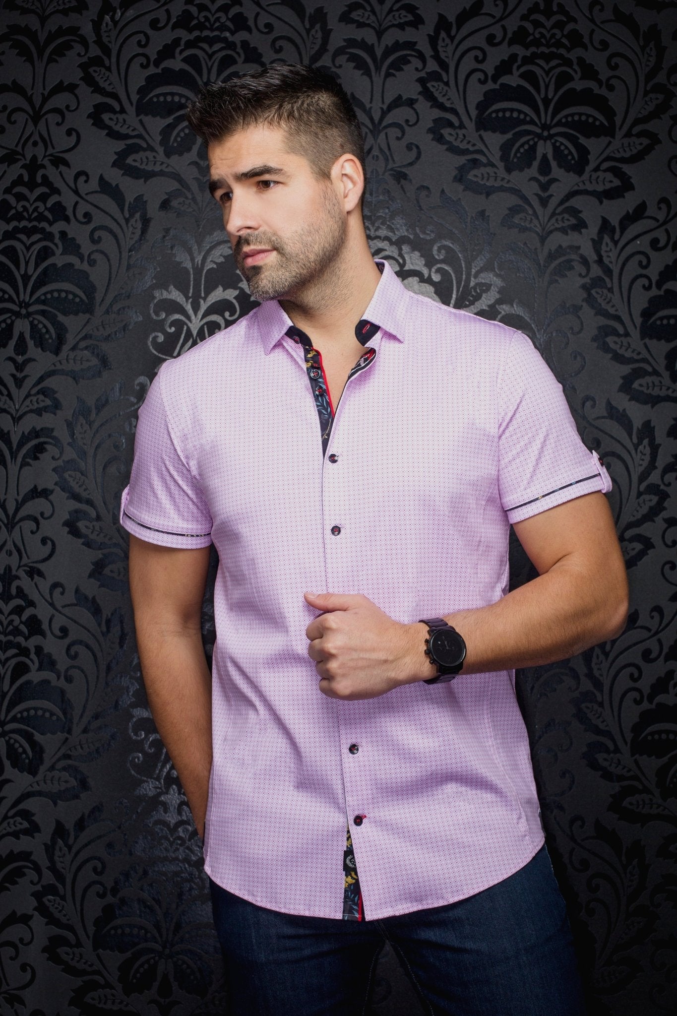 STRETCH SHORT SLEEVES | MARSDEN, Pink - AU NOIR