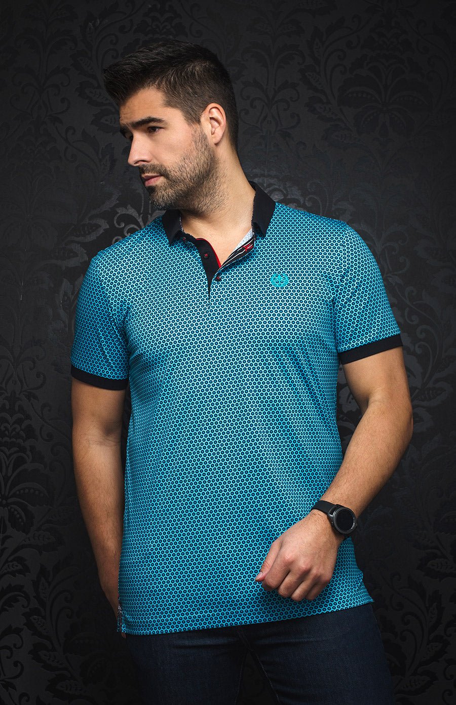 Polo shirt - DOMINGO, turquoise - AU NOIR