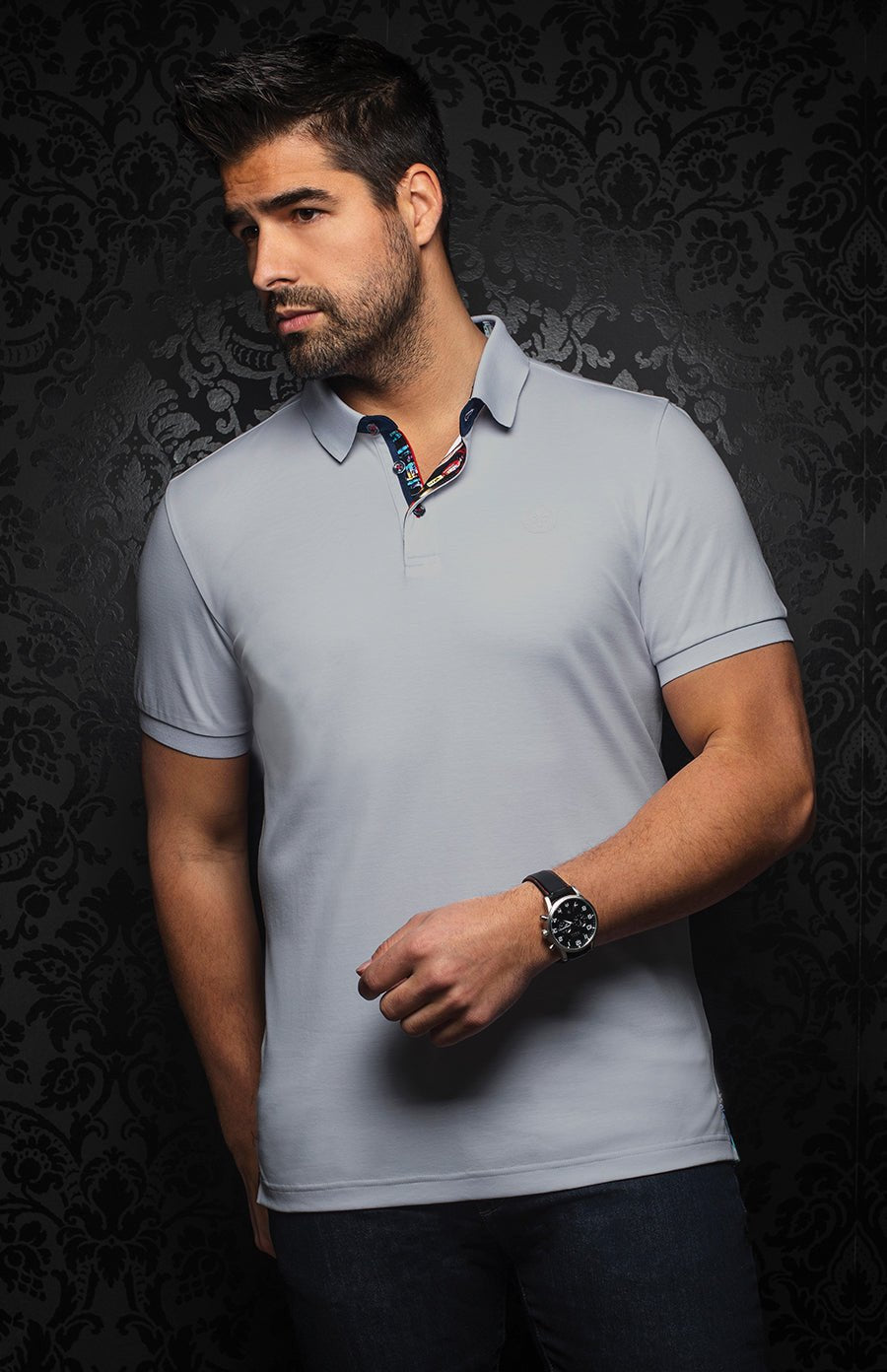 Polo shirt | Eagle light grey - AU NOIR