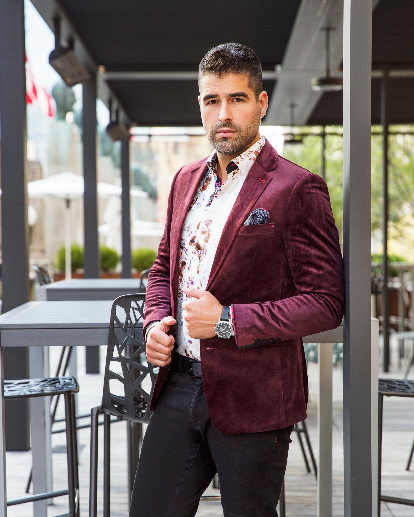 Blazer | BOGART, Burgundy - AU NOIR