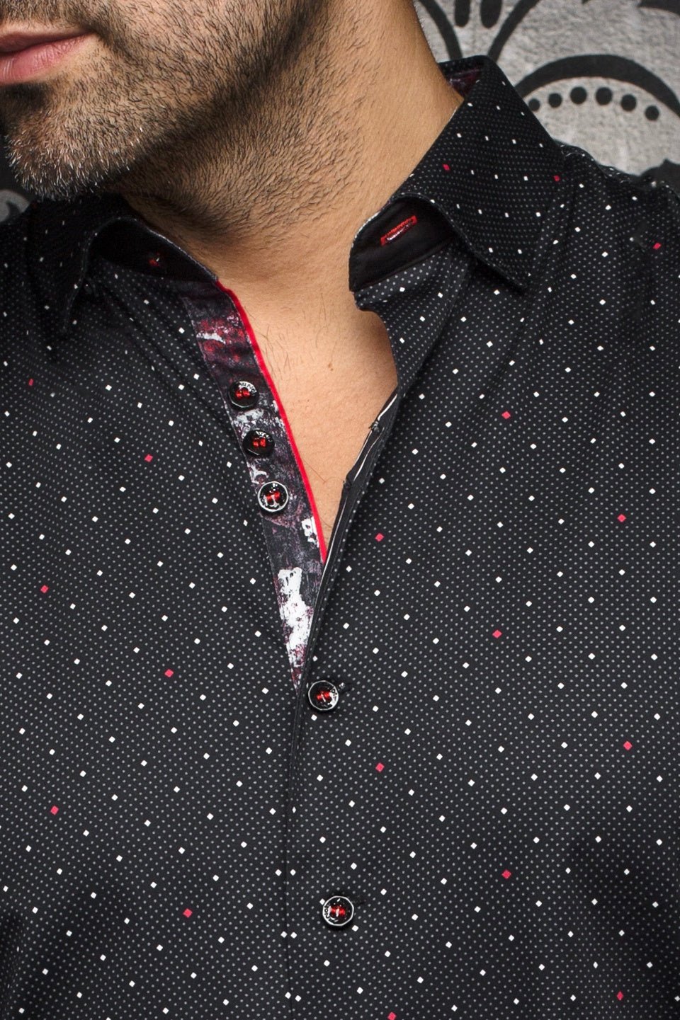 camisa | LANZANI, Negro Rojo - AU NOIR