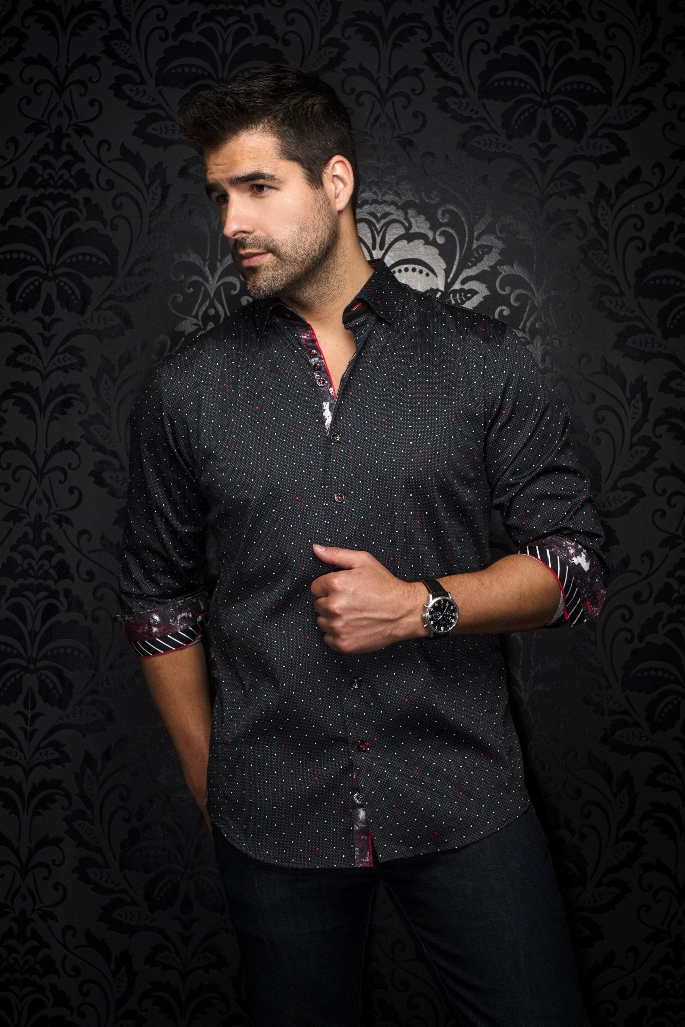 camisa | LANZANI, Negro Rojo - AU NOIR