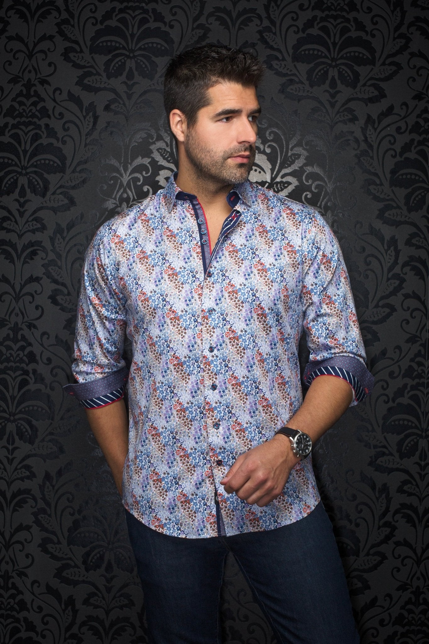 camisa | MORRIS, Lanvender Multi - AU NOIR