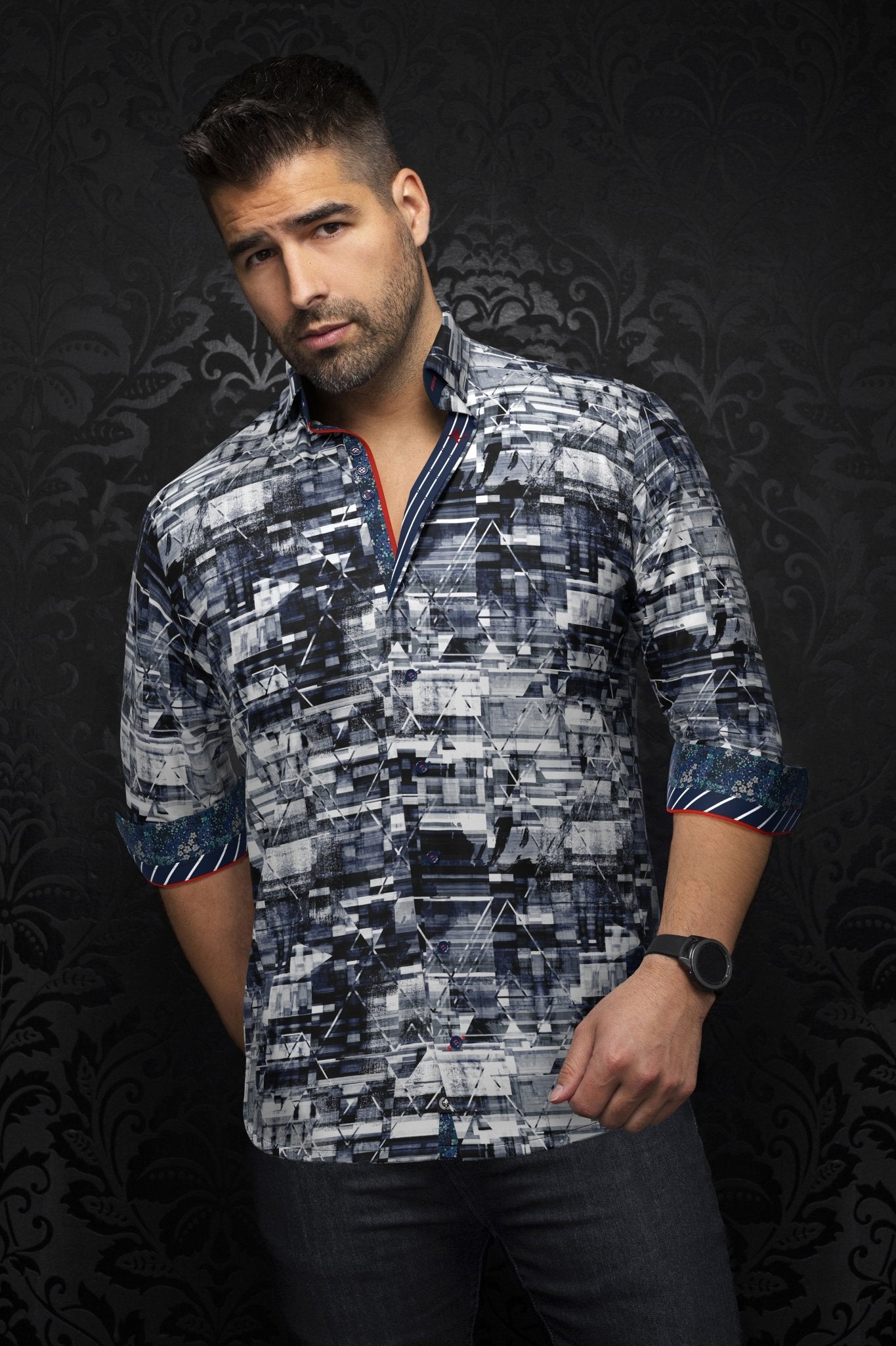 camisa | VIANELLI, Navy White - AU NOIR