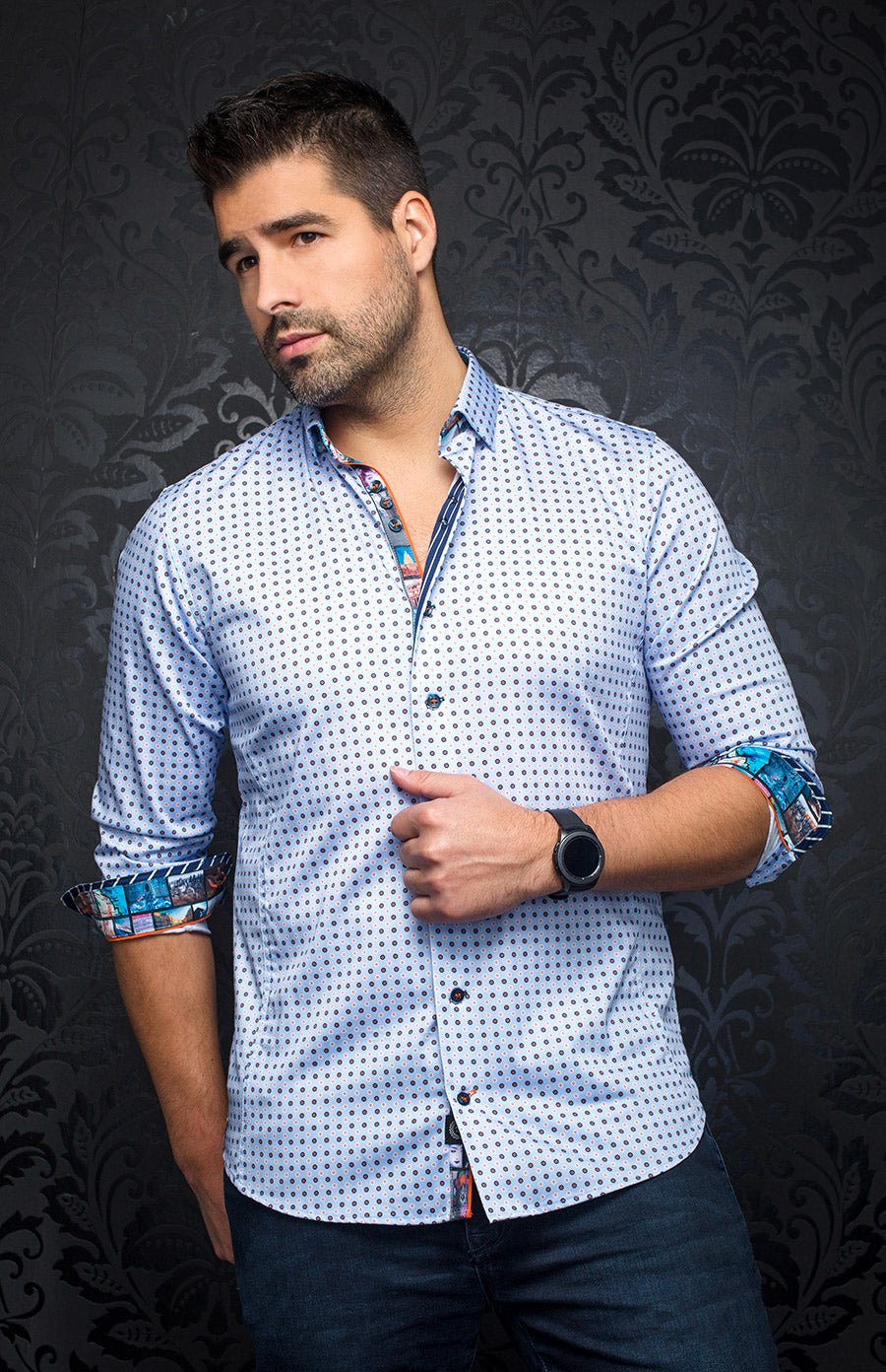 camisa - BRADFORD, Azul claro anaranjado - AU NOIR